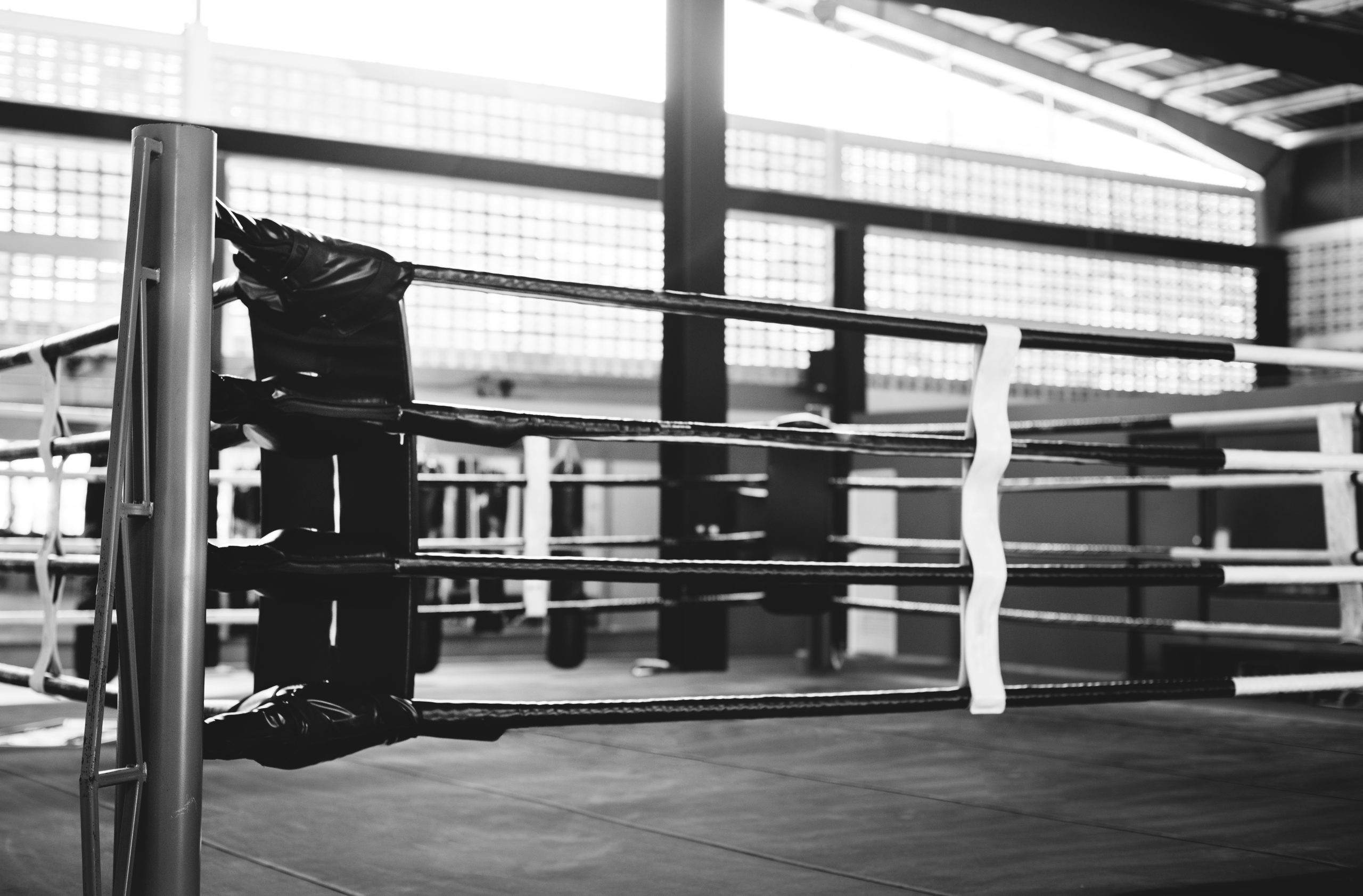 boxing ring in a gym